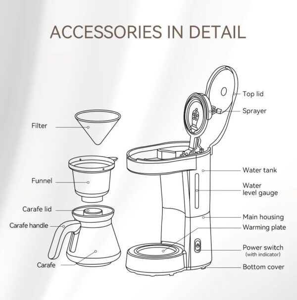 HiBREW  3 in 1 American Drip Coffee Machine, Pour over and Tea Maker H12 - Image 9