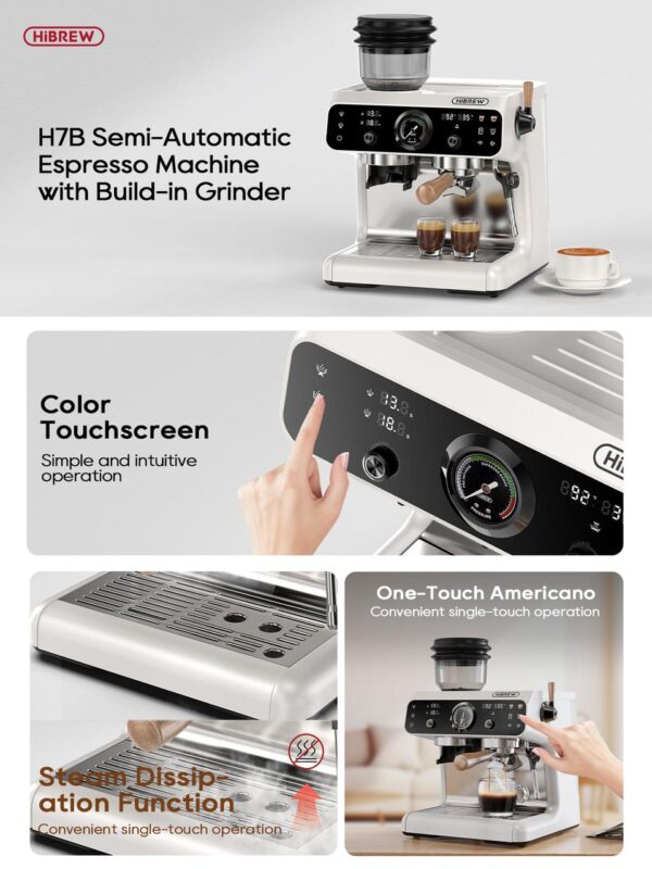 HiBREW H7B Espresso Machine with Grinder BEAN TO CUP - Image 14