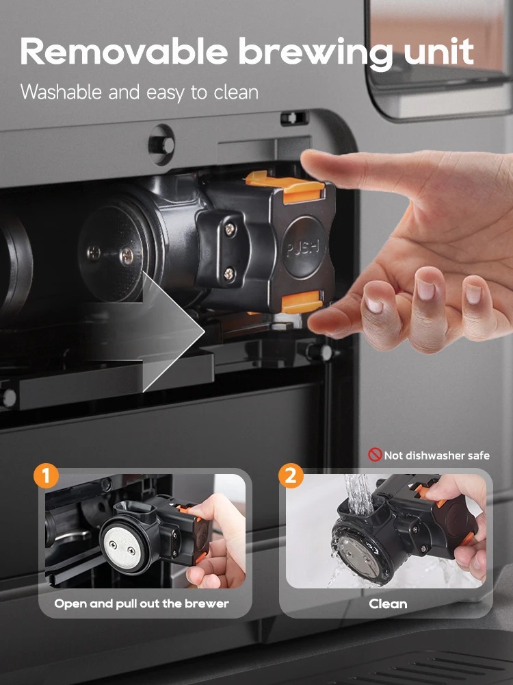 HiBREW Fully Automatic Espresso Machine Cappuccino Milk System 6 Coffee Varieties Intuitive Touch Display With Grinder H16 - Image 6