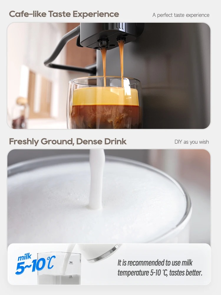 HiBREW Fully Automatic Espresso Machine Cappuccino Milk System 6 Coffee Varieties Intuitive Touch Display With Grinder H16 - Image 4